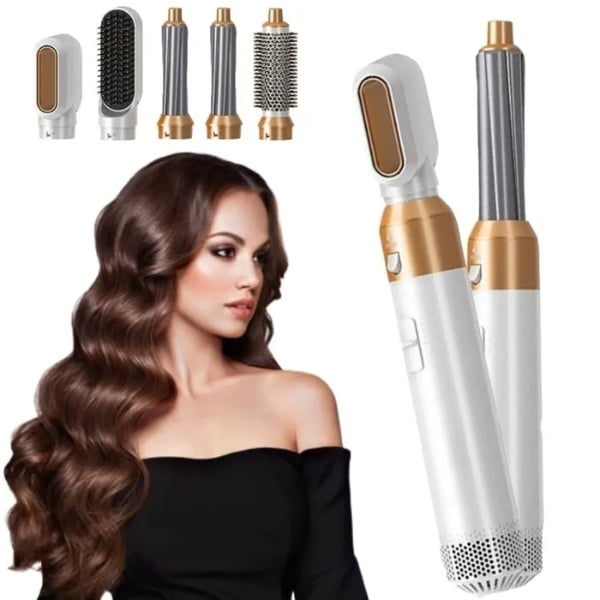 Warmluftbürste | 5-in-1 Haarstyler mit Keramikbeschichtung, 3 Temperaturstufen und 1000 W