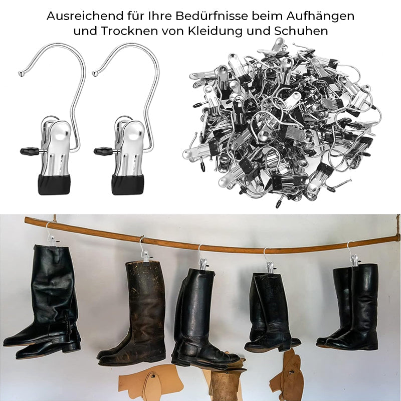 S-förmige Kleiderbügel-Clips aus Edelstahl | Platzsparend &amp; rutschfest | 360° drehbar | Für Hosen, Röcke, Socken | 10er Set