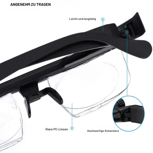 Verstellbare Lesebrille stufenlos –6 bis +3 Dioptrien | TR90 ultraleicht 27 g &amp; stoßfest | HD-Gläser entspiegelt | Unisex