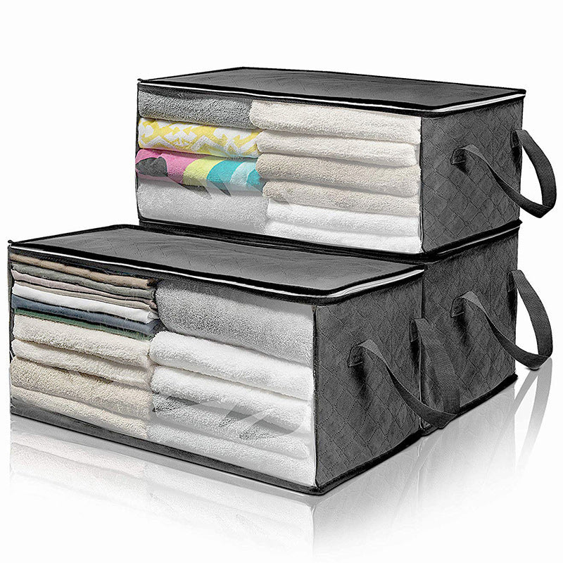 Faltbare Aufbewahrungsbox für Kleidung 58×31×30 cm | Vliesstoff mit Sichtfenster &amp; Reißverschluss | Für Decken, Bettwäsche &amp; Schrank