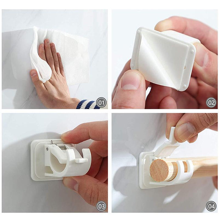 Self-adhesive curtain holders | nail-free hanging system | adjustable &amp; strong | 8kg load capacity