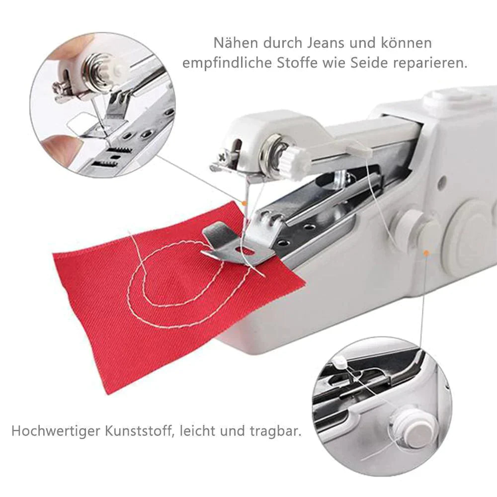 Mini-Handnähmaschine | Tragbare kabellose Nähmaschine mit Einhand-Bedienung für schnelle Reparaturen und Säume
