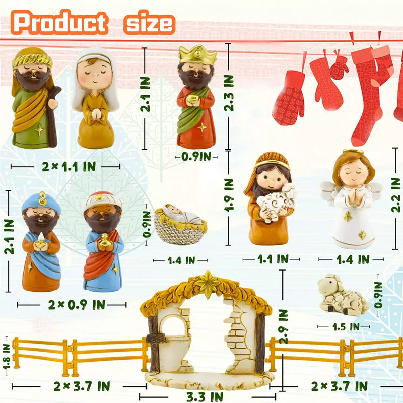 Krippen Adventskalender mit 24 Spielfiguren | Weihnachtskalender mit Krippenfiguren aus Kunststoff für Kinder und Familien
