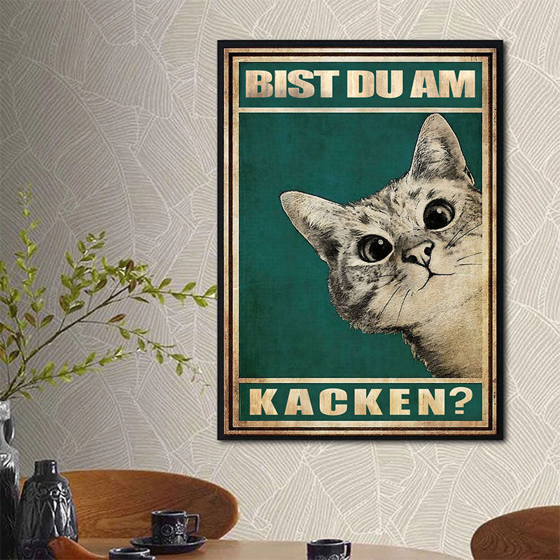 Katze Leinwandbild lustig | Baumwoll-Canvas mit Premium-Tinte | Witziger Blickfang für Wohnzimmer, Büro &amp; Geschenkidee