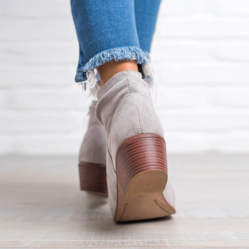 Damen Stiefeletten | Elegante Leder Boots mit Reißverschluss