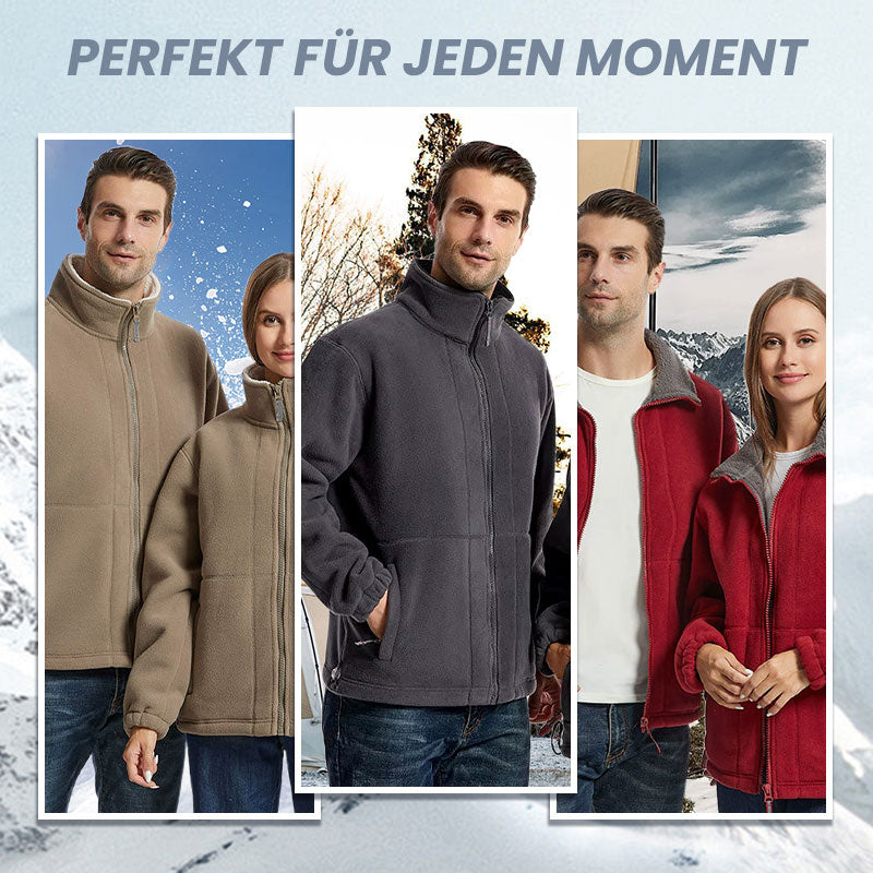 Herren Fleecejacke | Warme Jacke mit doppelseitigem Fleece, Stehkragen und durchgehendem Reißverschluss