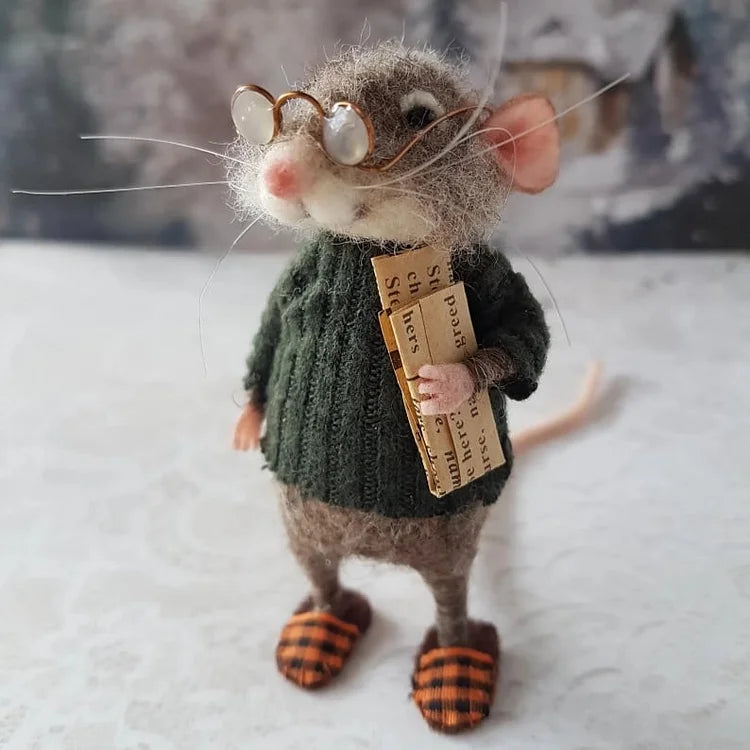 Handmade Felt Mouse | Christmas Decoration &amp; Gift Idea | Needle-Felted from Wool &amp; Fabric | Sustainable