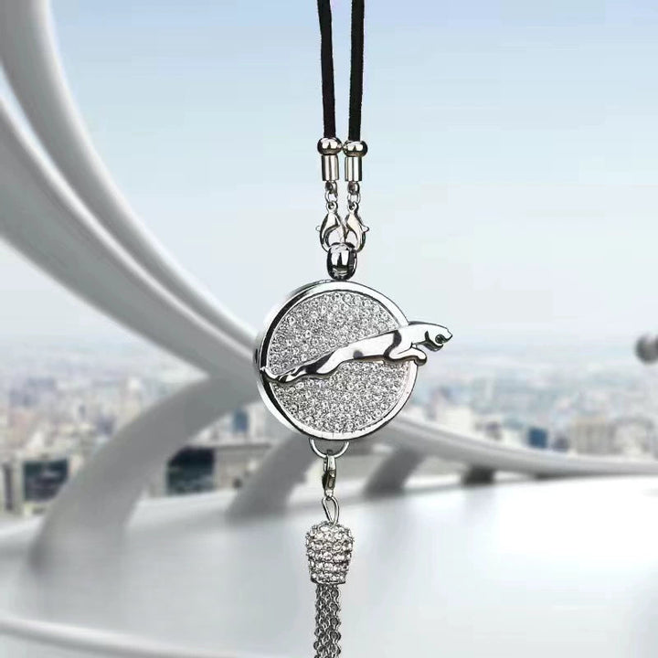 Car Rearview Mirror Pendant with Crystal | Zinc alloy &amp; rhinestones | Sparkling decoration with scent pendant, gift idea
