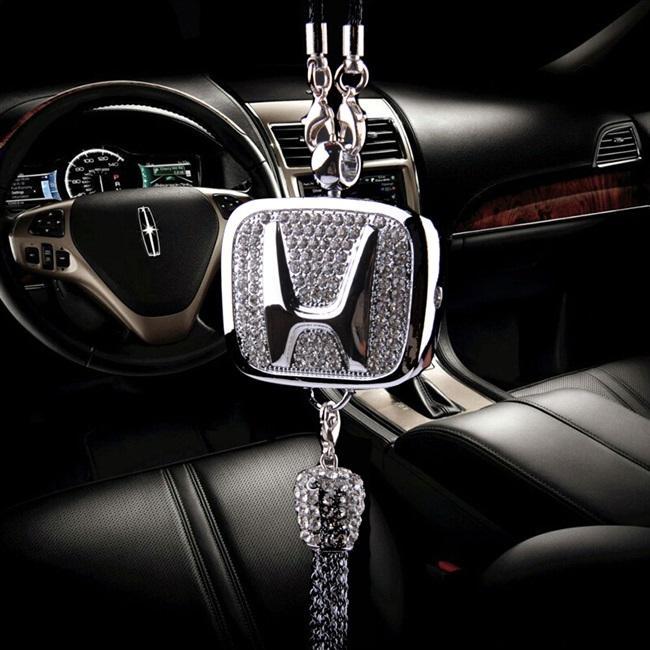 Car Rearview Mirror Pendant with Crystal | Zinc alloy &amp; rhinestones | Sparkling decoration with scent pendant, gift idea