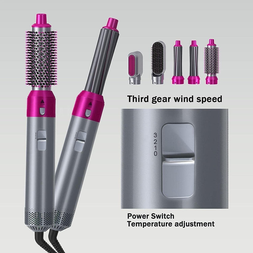 Warmluftbürste | 5-in-1 Haarstyler mit Keramikbeschichtung, 3 Temperaturstufen und 1000 W