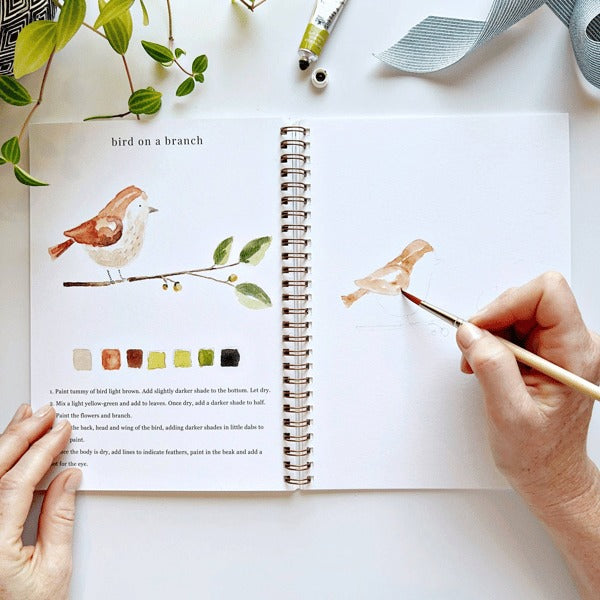 Aquarell-Arbeitsbuch für Anfänger | Malbuch mit 12 Motiven, Schritt-für-Schritt-Anleitungen und hochwertigem Aquarellpapier