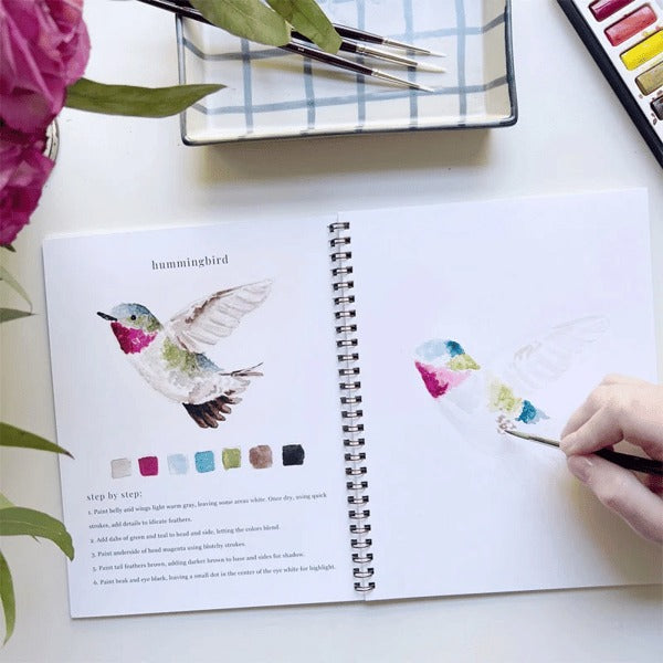 Aquarell-Arbeitsbuch für Anfänger | Malbuch mit 12 Motiven, Schritt-für-Schritt-Anleitungen und hochwertigem Aquarellpapier