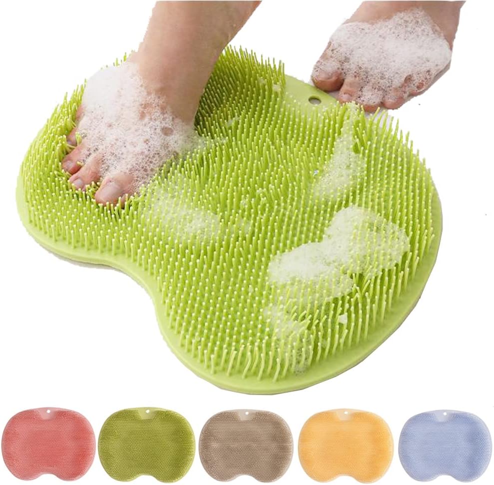 Silikon Fußreinigungsmatte mit Saugnäpfen | Rutschfeste Fußmassagebürste für Dusche &amp; Bad mit über 1.000 Borsten