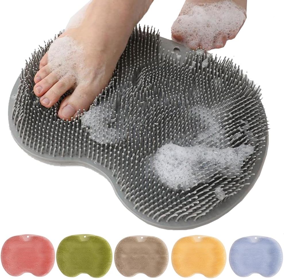 Silikon Fußreinigungsmatte mit Saugnäpfen | Rutschfeste Fußmassagebürste für Dusche &amp; Bad mit über 1.000 Borsten