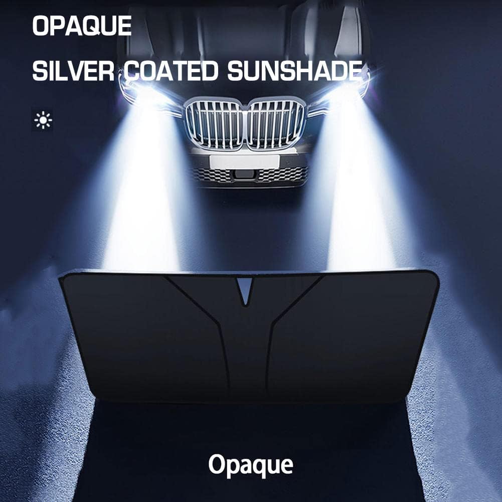 Car Windshield Sunshade Medium Size | UV &amp; Heat Protection for Small Cars | Foldable with Bag | Includes Steering Wheel Cover