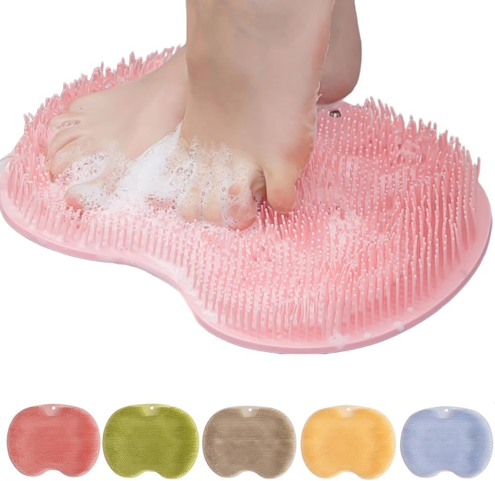 Silikon Fußreinigungsmatte mit Saugnäpfen | Rutschfeste Fußmassagebürste für Dusche &amp; Bad mit über 1.000 Borsten