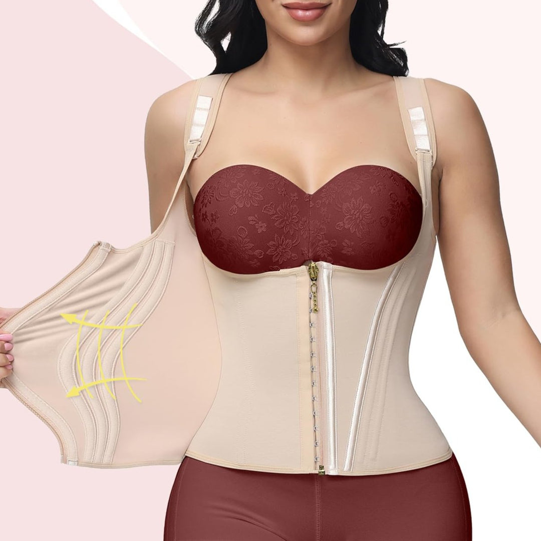 Damen Shapewear Body mit Korsett | Figurformender Body Shaper mit Bauchkontrolle, Frontverschluss &amp; verstellbaren Trägern