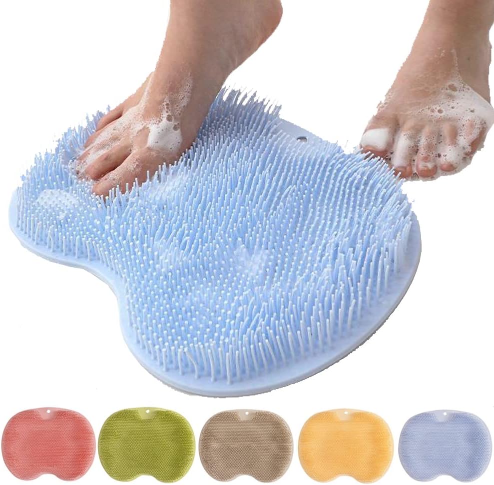 Silikon Fußreinigungsmatte mit Saugnäpfen | Rutschfeste Fußmassagebürste für Dusche &amp; Bad mit über 1.000 Borsten