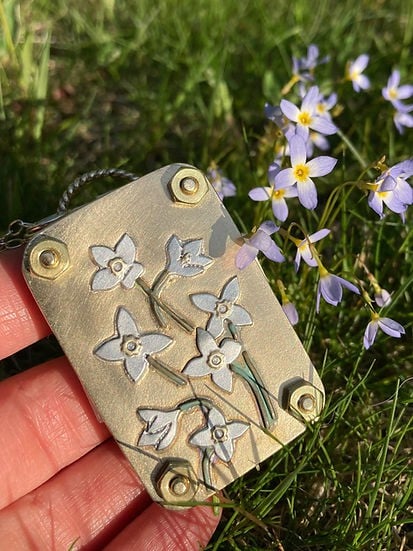 Mikro-Blumenpresse | Handgefertigt aus Silber &amp; Messing | Inkl. 10 Blätter Herbarium-Papier
