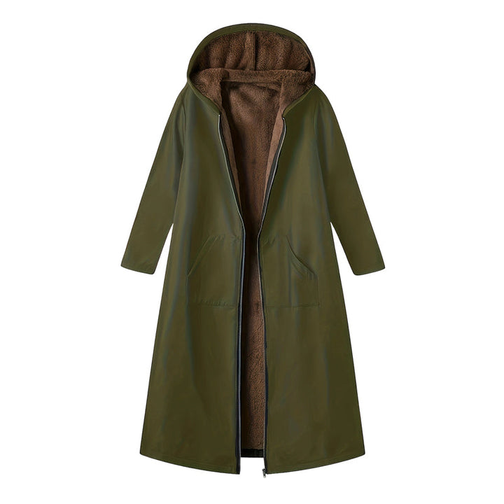 Winter Parka | Langer gefütterter Mantel mit Kapuze, Reißverschluss und verlängertem Saum für kalte Tage