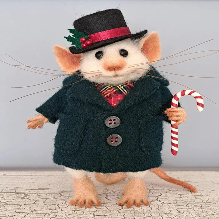 Handmade Felt Mouse | Christmas Decoration &amp; Gift Idea | Needle-Felted from Wool &amp; Fabric | Sustainable