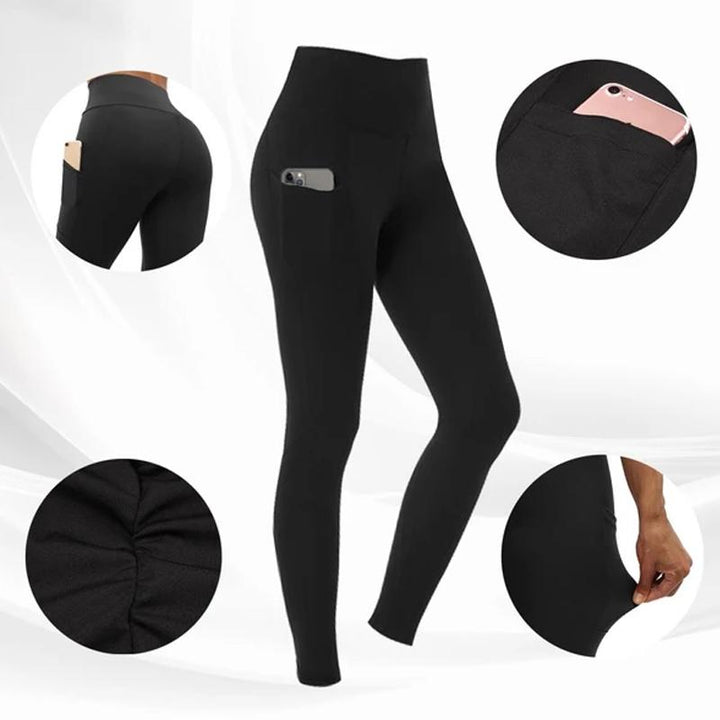 Leggings mit hoher Taille | Damen Sportleggings mit Taschen und figurformendem Komfort