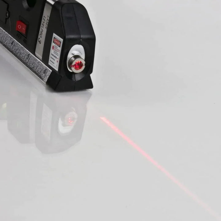 4-in-1 laser measuring tool with tape measure | Triple spirit level + bubble light | Laser line for precise alignment, compact 17 cm