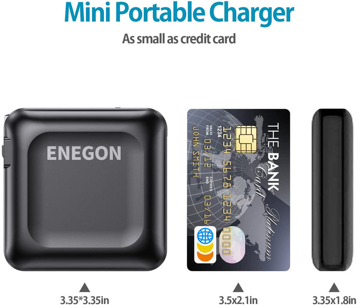 Powerbank 15000 mAh mit Schnellladefunktion | Tragbares Ladegerät mit AC-Stecker, USB-C, USB-A &amp; LED-Anzeige