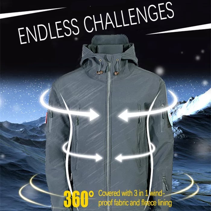 Herren Softshelljacke | Winddichte, wasserabweisende Outdoorjacke mit Kapuze, Fleecefutter und verstellbaren Bündchen