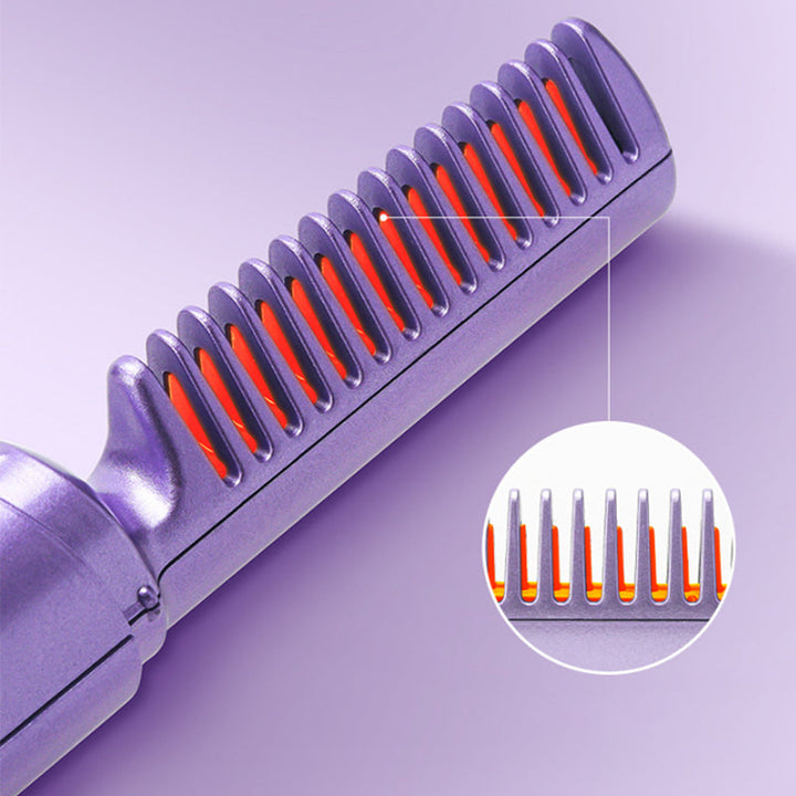 Rechargeable mini hair straightener comb | 3 temperature levels &amp; ceramic coating | 70 min battery (4000 mAh) | Travel size