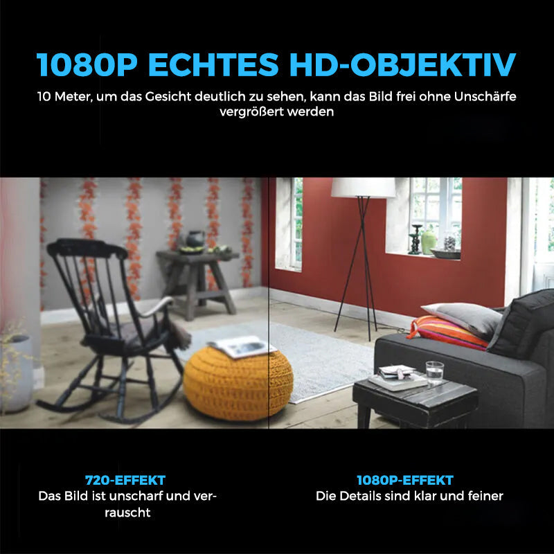 Mini WLAN sisäkamera 1080p yökuvauksella | Liikkeentunnistus ja push-ilmoitukset | Sovelluksen livekuva äänen kanssa | microSD 64 GB mukana
