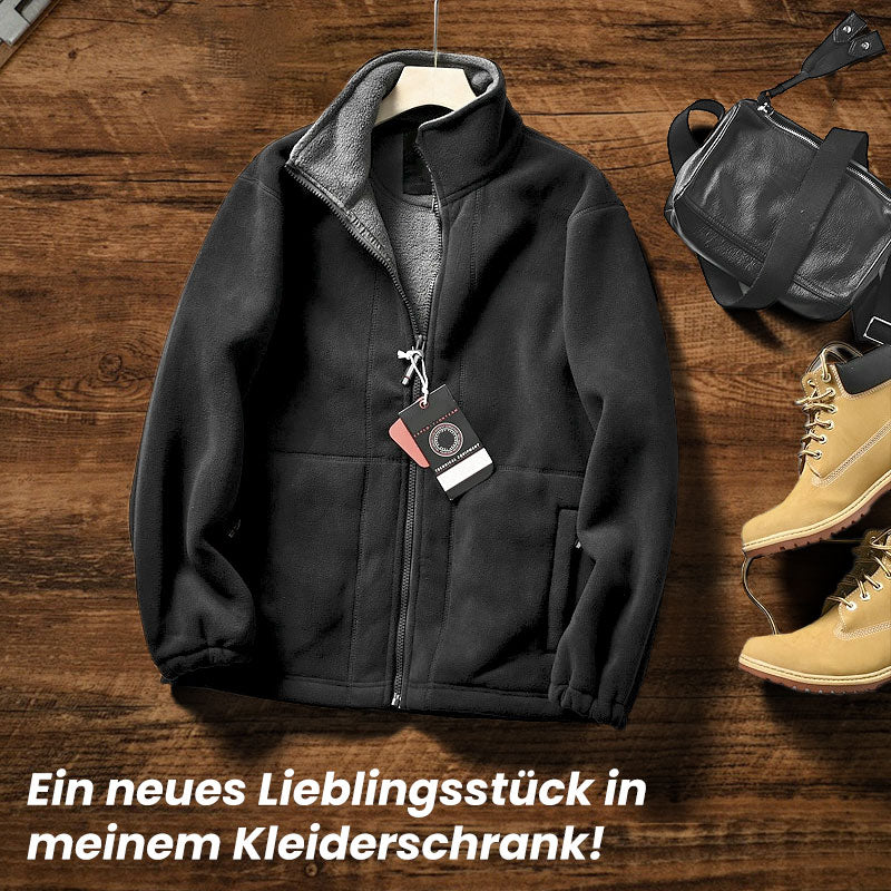 Herren Fleecejacke | Warme Jacke mit doppelseitigem Fleece, Stehkragen und durchgehendem Reißverschluss