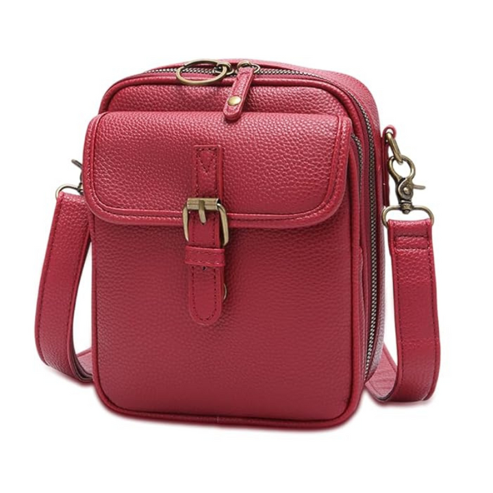 Borsa organizer donna a tracolla con 2 scomparti | Cerniere antifurto + 10 portacarte | Tracolla regolabile | 20x12x5 cm