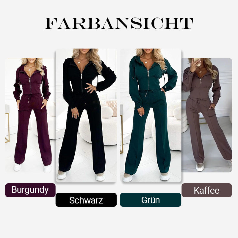 Damen Zweiteiler Trainingsanzug mit Kapuzenjacke | Bequemes Sport-Set mit Hose | Aktiver Freizeitlook