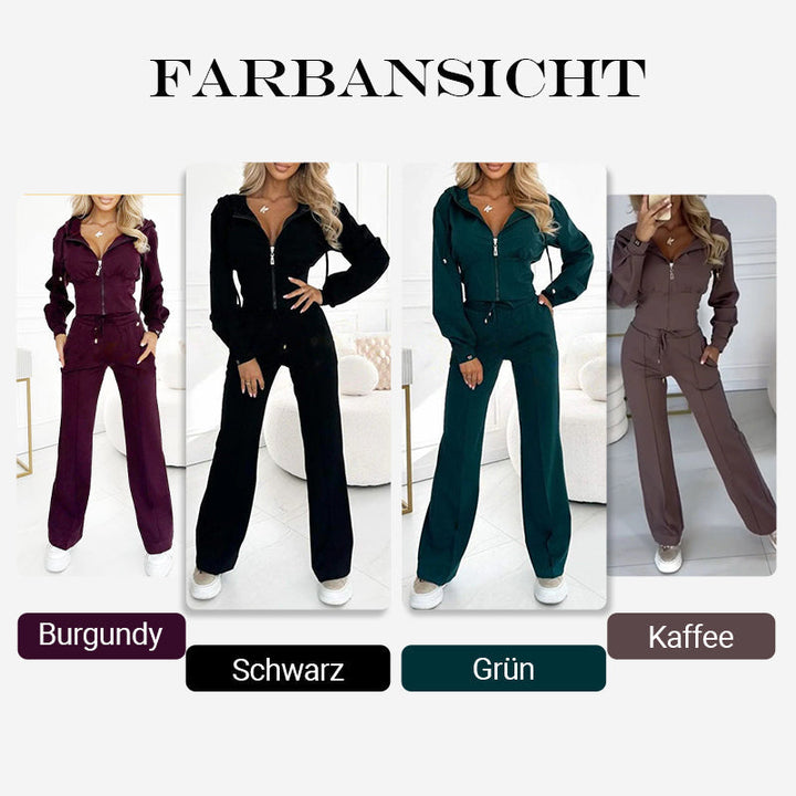 Damen Zweiteiler Trainingsanzug mit Kapuzenjacke | Bequemes Sport-Set mit Hose | Aktiver Freizeitlook