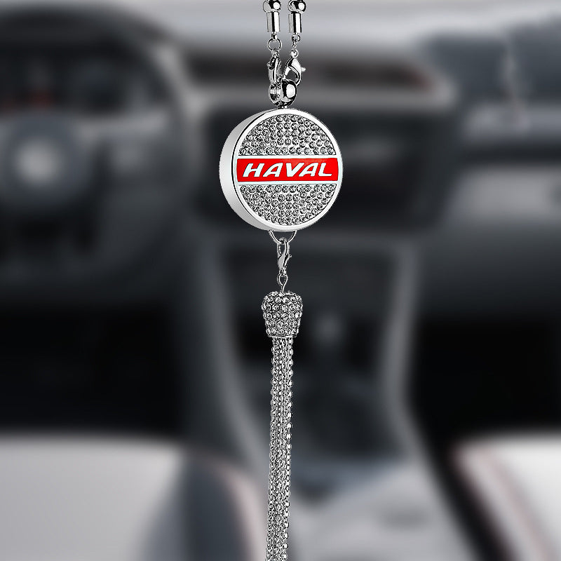 Car Rearview Mirror Pendant with Crystal | Zinc alloy &amp; rhinestones | Sparkling decoration with scent pendant, gift idea
