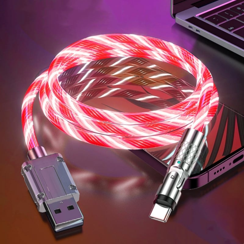 Fast charging cable with LED light effect | 540° rotatable plug | USB cable with fast charging