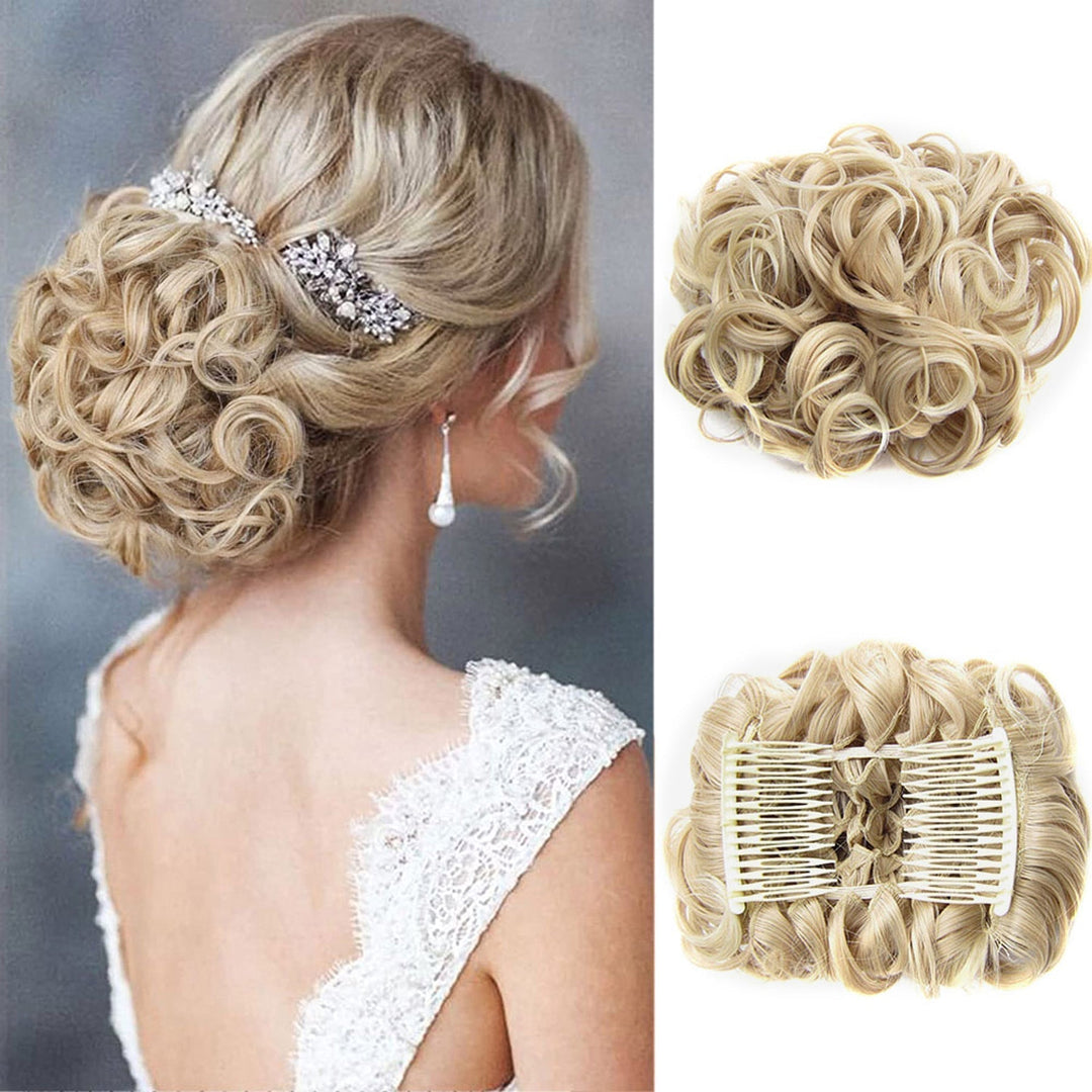 Lockiges Dutt-Haarteil 2er-Set | Voluminöser Messy Bun mit elastischem Haargummi für schnelle Hochsteckfrisuren