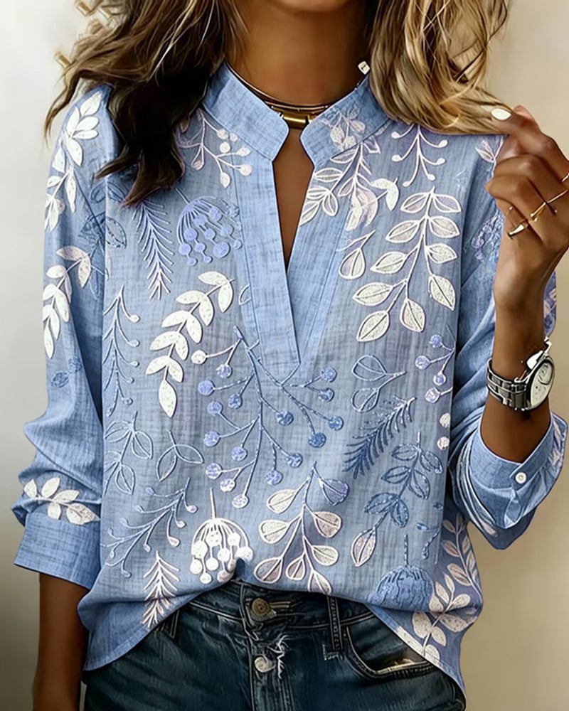 Damen Bluse mit Blumenmuster | Luftige Sommerbluse mit V-Ausschnitt &amp; lockerem Schnitt für Alltag, Freizeit &amp; Urlaub