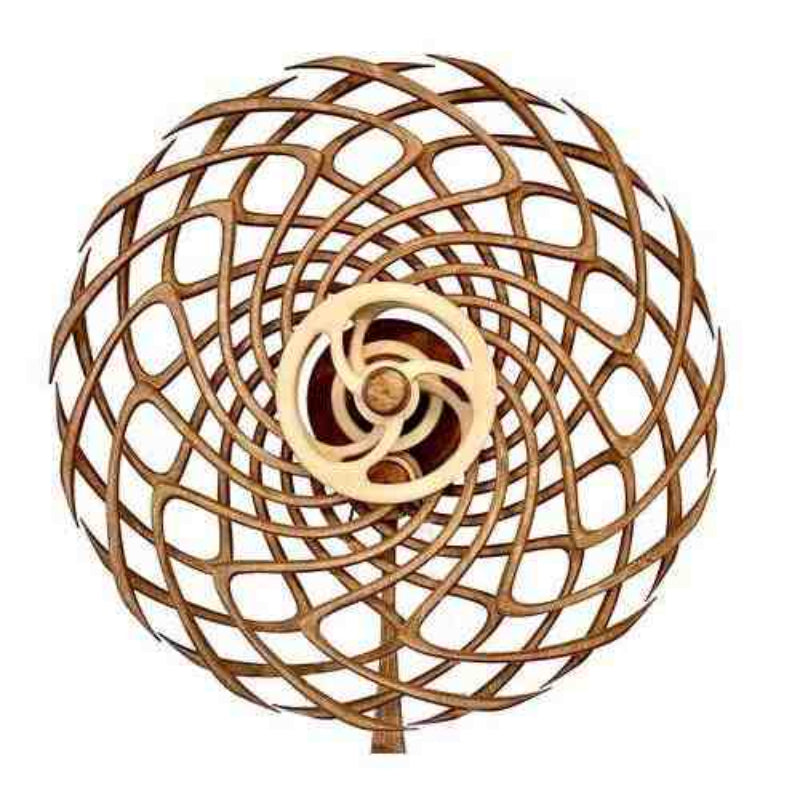 Kinetische Holzskulptur mit Federmechanik | Handgefertigte bewegte Deko | Poliertes Holz, Wand- oder Tischkunst mit faszinierenden Mustern