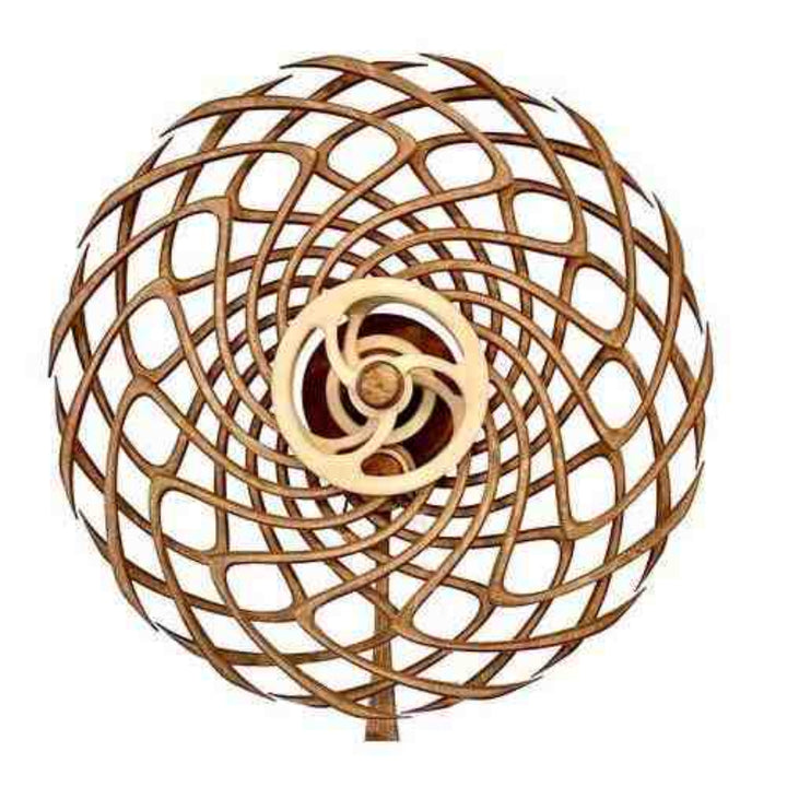 Kinetische Holzskulptur mit Federmechanik | Handgefertigte bewegte Deko | Poliertes Holz, Wand- oder Tischkunst mit faszinierenden Mustern