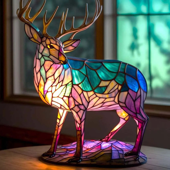 Tierlampe im Buntglas-Stil | 23 Tiermotive | Warmes Stimmungslicht | Deko-Tischlampe für Zuhause