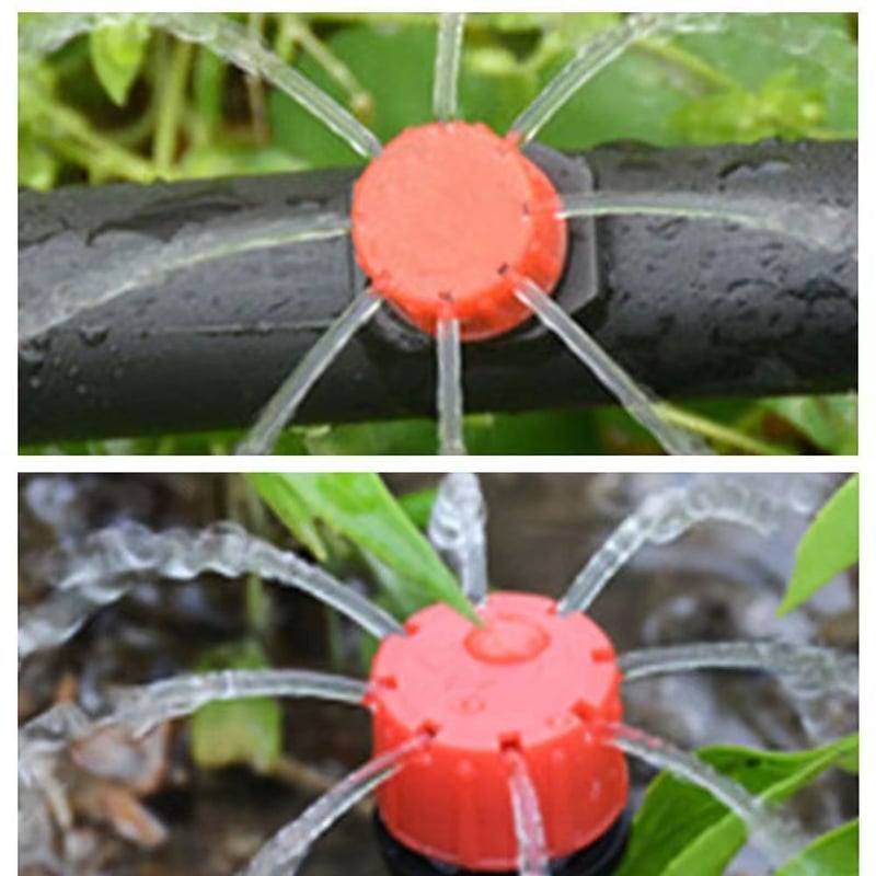 Irrigation dripper 360° adjustable with 8 nozzles – HydraPulse for hose &amp; garden | Self-cleaning against clogging | 50/100 pcs.