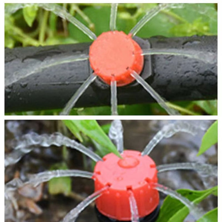 Irrigation dripper 360° adjustable with 8 nozzles – HydraPulse for hose &amp; garden | Self-cleaning against clogging | 50/100 pcs.