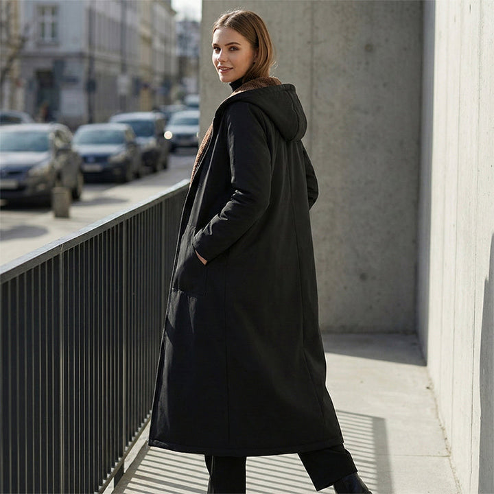 Winter Parka | Langer gefütterter Mantel mit Kapuze, Reißverschluss und verlängertem Saum für kalte Tage