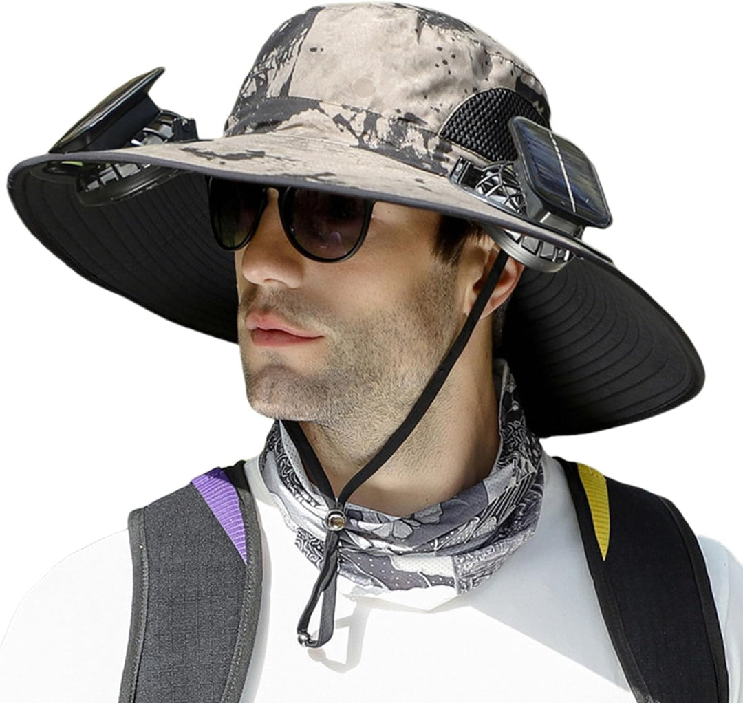 Solar Ventilator Hut mit USB-Ladefunktion | Verstellbare Sommerkappe für Outdoor &amp; Angeln | Unisex