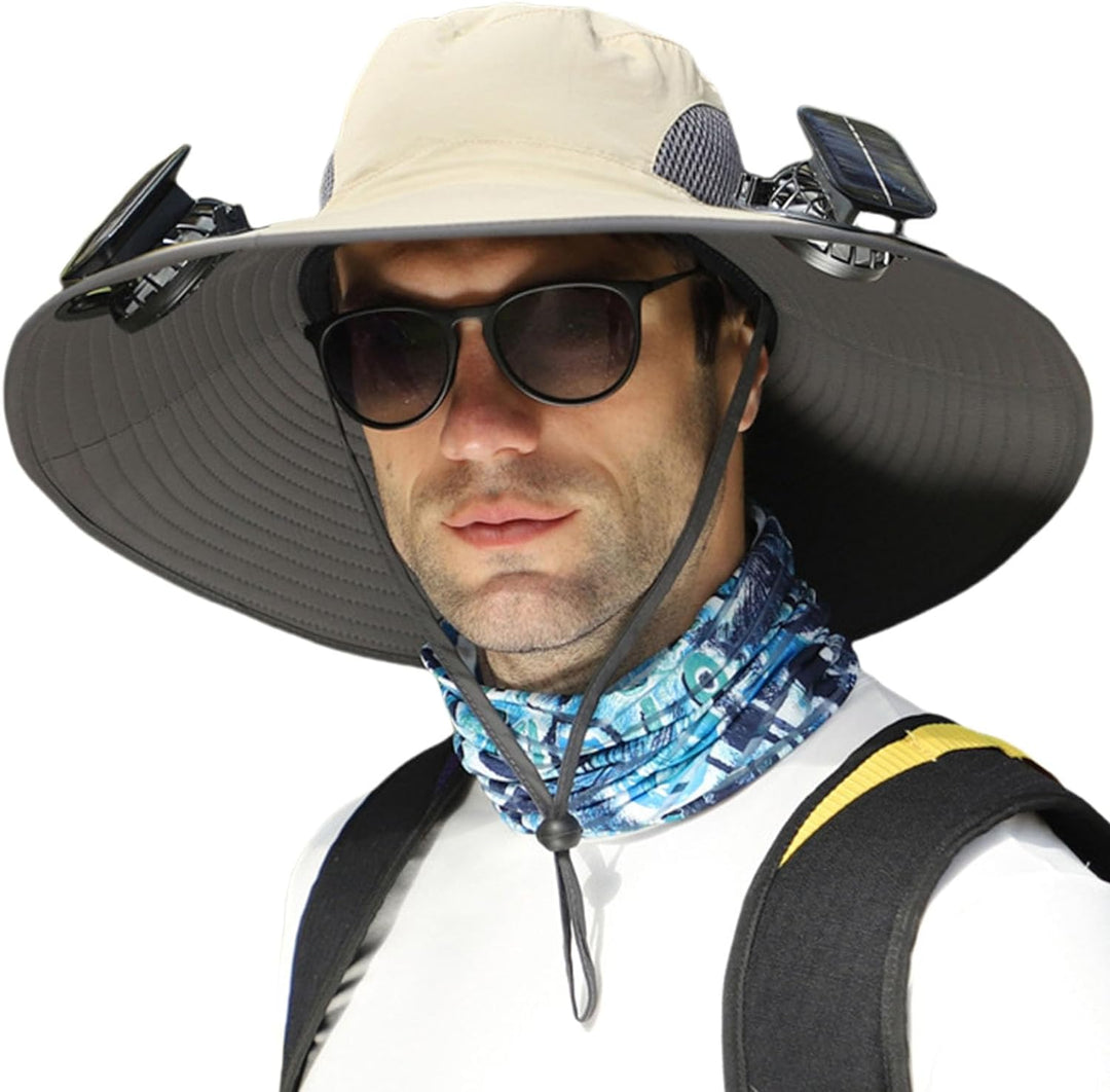 Solar Ventilator Hut mit USB-Ladefunktion | Verstellbare Sommerkappe für Outdoor &amp; Angeln | Unisex