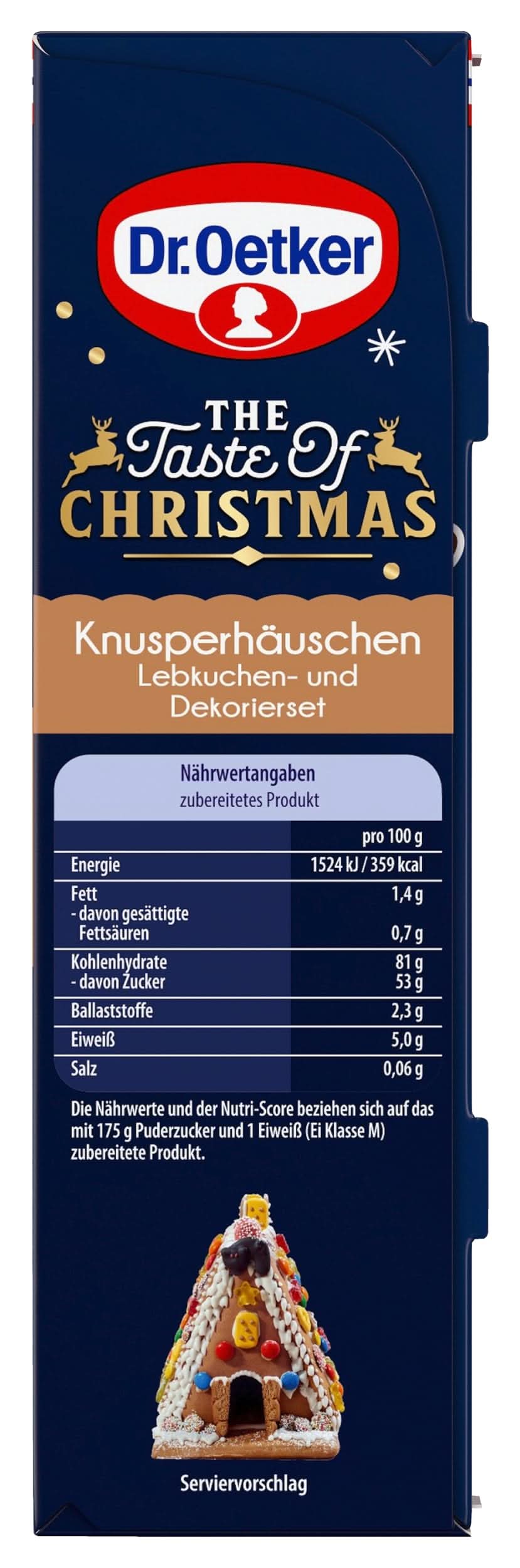Lebkuchenhaus Bauset 403 g zum Selberbauen | Knusper-Häuschen mit Lebkuchenteilen, Zuckerguss und bunter Dekoration für Weihnachten