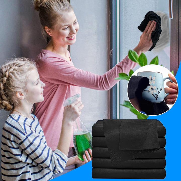 Microfiber Cloths for Glass, Mirrors &amp; Stainless Steel | Streak-Free &amp; Lint-Free Without Chemicals | Set of 10, 30×30 cm, Washable up to 60 °C