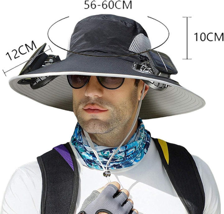Solar Ventilator Hut mit USB-Ladefunktion | Verstellbare Sommerkappe für Outdoor &amp; Angeln | Unisex